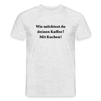 Comment voulez-vous votre café? Avec du gâteau! - T-shirt homme - gris chiné - Devant - AI Model Male 178 dark (178cm)