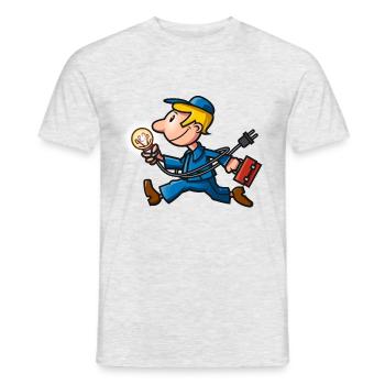 VL117B_Elektriker_4c - Männer T-Shirt - Grau meliert - Vorne - AI Model Male 178 dark (178cm)