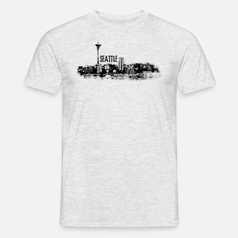 Seattle Skyline Panorama Space Needle - Männer T-Shirt - Grau meliert