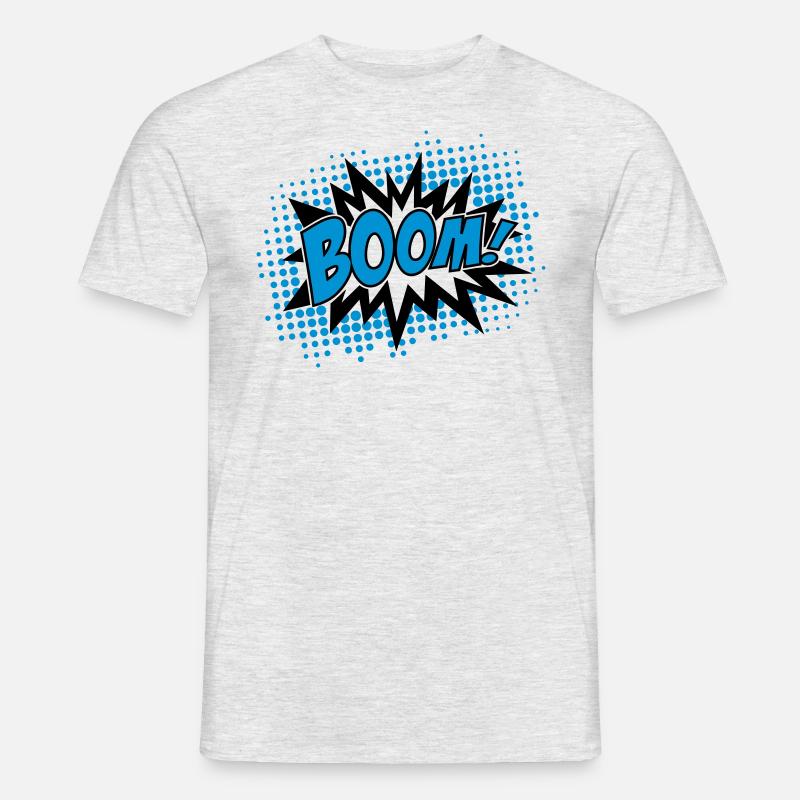 BOOM, comique, bouffon, ballon, explosion, étoile - T-shirt homme - gris chiné