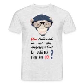 Ohne Brille werde ich viel öfter angesprochen - Männer T-Shirt - Grau meliert - Vorne - AI Model Male 178 dark (178cm)