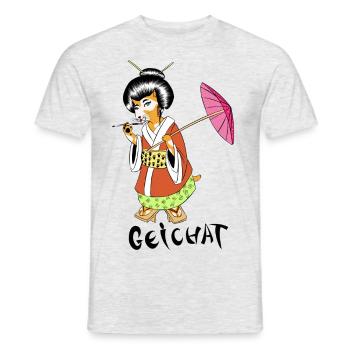 Geisha - Geichat - Männer T-Shirt - Grau meliert - Vorne - AI Model Male 178 dark (178cm)