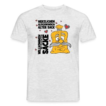 Herzlichen Glückwunsch alter Sack,cooler Spruch - Männer T-Shirt - Grau meliert - Vorne - AI Model Male 178 dark (178cm)