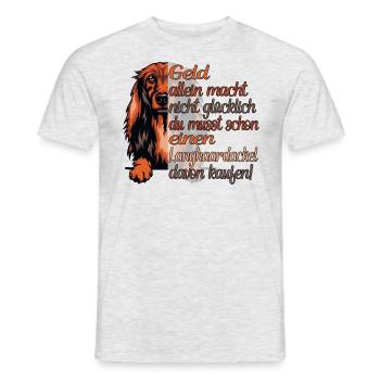 Geld allein macht nicht glücklich Langhaardackel - Männer T-Shirt - Grau meliert - Vorne - AI Model Male 178 dark (178cm)
