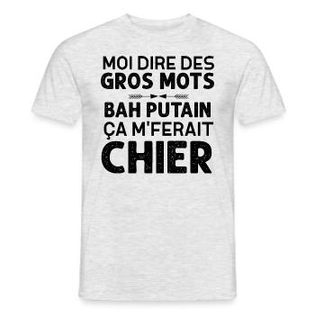 Moi Dire des Gros Mots Humour - T-shirt homme - gris chiné - Devant - AI Model Male 178 dark (178cm)