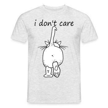 cat who cares - Men's T-Shirt - heather grey - Front - AI Model Male 178 dark (178cm)