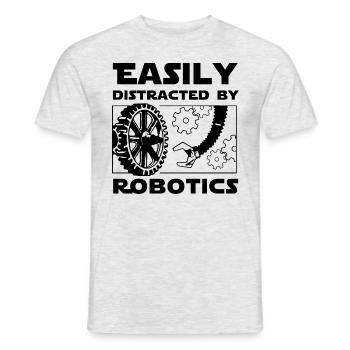 Abgelenkt von Robotern Lustiger Roboteringenieur - Männer T-Shirt - Grau meliert - Vorne - AI Model Male 178 dark (178cm)