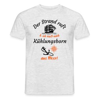 Kühlungsborn-Der Strand ruft und ich muss ans Meer - Männer T-Shirt - Grau meliert - Vorne - AI Model Male 178 dark (178cm)