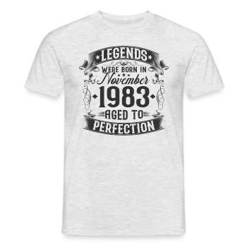 Novembre né en 1983 Legends Birthday - T-shirt homme - gris chiné - Devant - AI Model Male 178 dark (178cm)