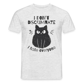 I don't discriminate, I hate everyone - Men's T-Shirt - heather grey - Front - AI Model Male 178 dark (178cm)
