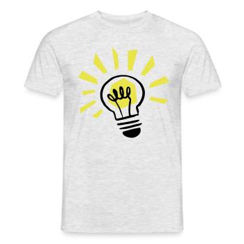 Glühbirne leuchtend / light bulb shining - Männer T-Shirt - Grau meliert - Vorne - AI Model Male 178 dark (178cm)