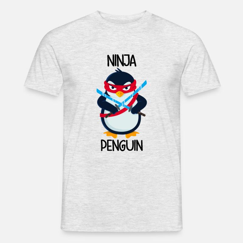Ninja Penguin - Männer T-Shirt - Grau meliert