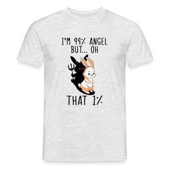 Lapins Je suis 99% Ange Mais... Oh que 1% - T-shirt homme - gris chiné - Devant - AI Model Male 178 dark (178cm)