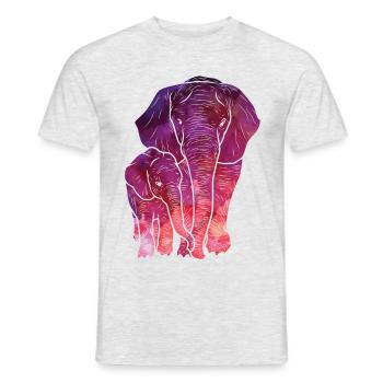 Kids Elephant Wasserfarbe - Männer T-Shirt - Grau meliert - Vorne - AI Model Male 178 dark (178cm)