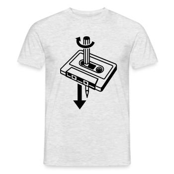 Kassette und Retro Audio Pencil - Männer T-Shirt - Grau meliert - Vorne - AI Model Male 178 dark (178cm)