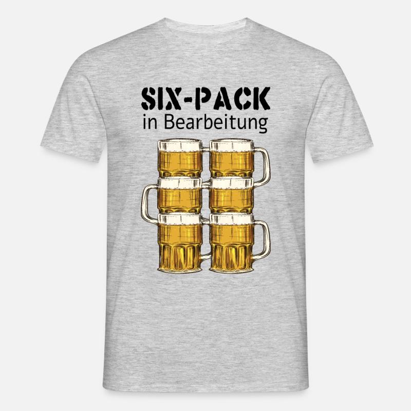 Six-Pack in Bearbeitung - Männer T-Shirt - Grau meliert