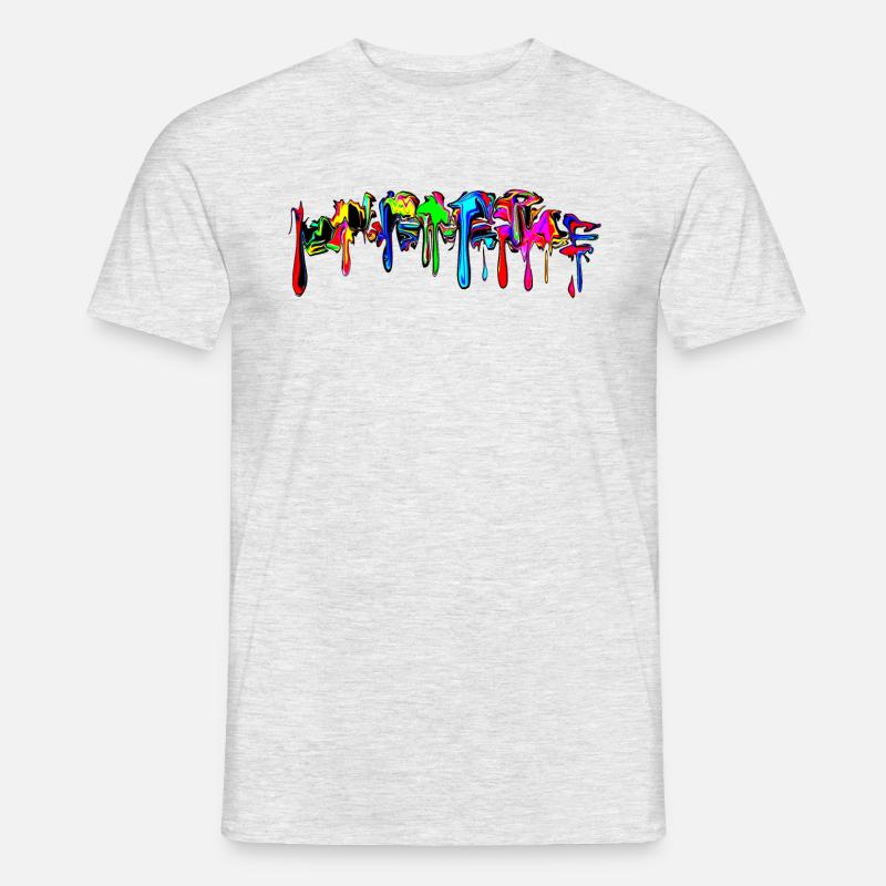 Farbe bunt, Paint, Color Graffiti, Comic, Spritzer - Männer T-Shirt - Grau meliert