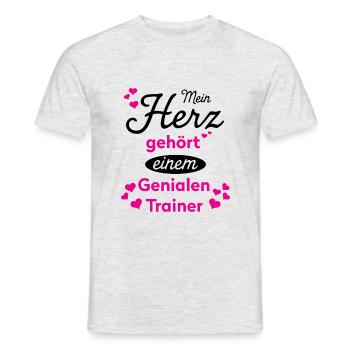Coeur pour entraîneur shirt · Amoureux · Cadeau - T-shirt homme - gris chiné - Devant - AI Model Male 178 dark (178cm)