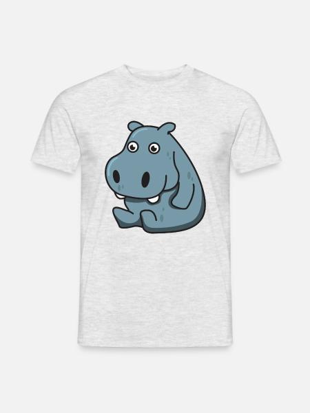 Hippopotame cadeau Hippo animal comique enfant mignon - T-shirt homme - gris chiné