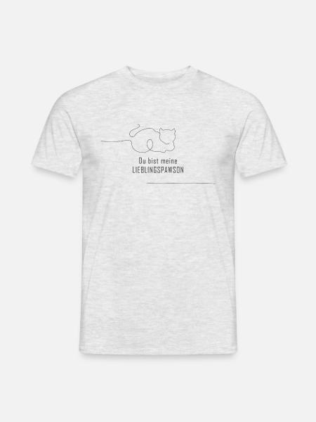 Katze Pawson - Männer T-Shirt - Grau meliert