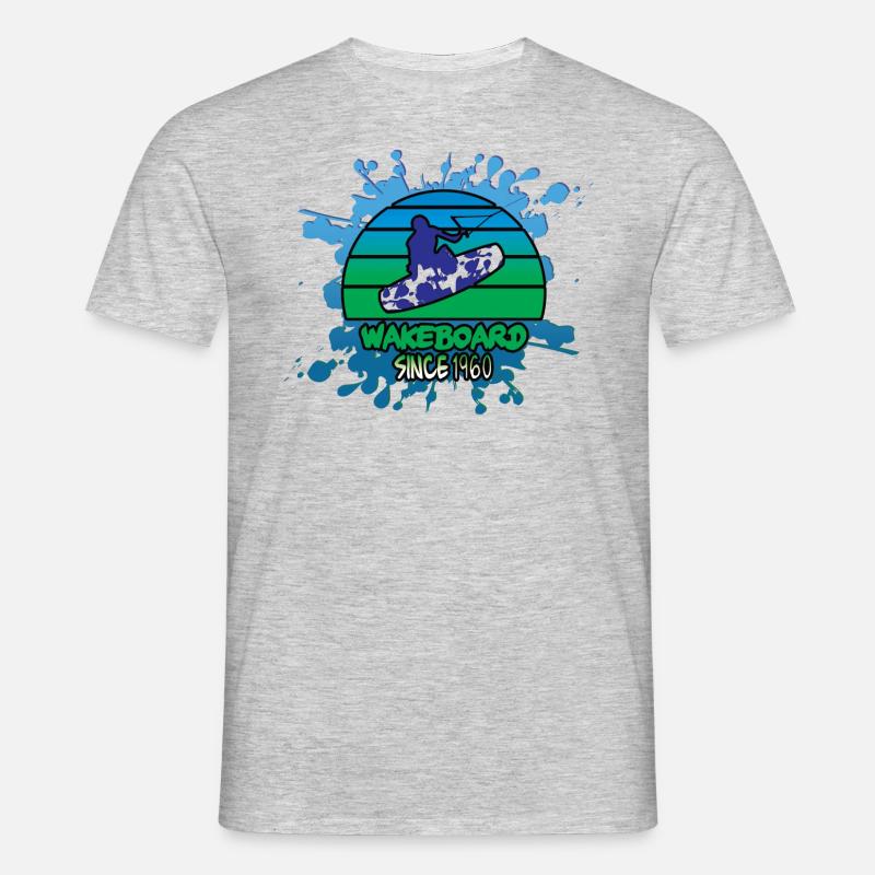 Wakeboard, Splash - Männer T-Shirt - Grau meliert