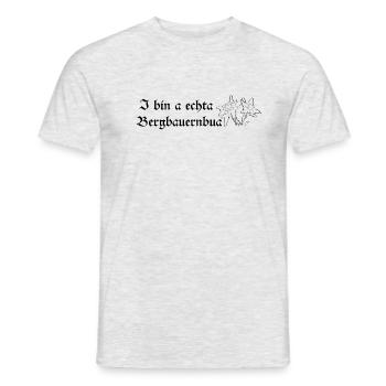I bin a echta Bergbauernbua - Männer T-Shirt - Grau meliert - Vorne - AI Model Male 178 dark (178cm)