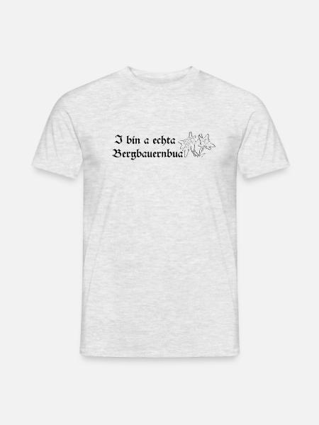 I bin a echta Bergbauernbua - Männer T-Shirt - Grau meliert