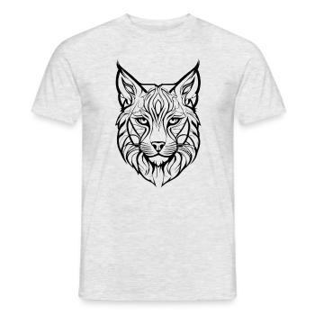 Krafttier Luchs: Seher der Seele - Männer T-Shirt - Grau meliert - Vorne - AI Model Male 178 dark (178cm)