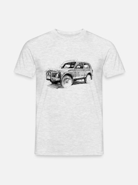 Niva Offroad - Männer T-Shirt - Grau meliert