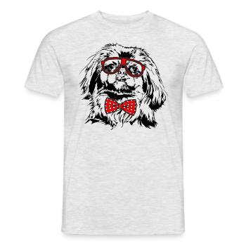 Lustiger PEKINGESE Brille Hunde Hund - Männer T-Shirt - Grau meliert - Vorne - AI Model Male 178 dark (178cm)