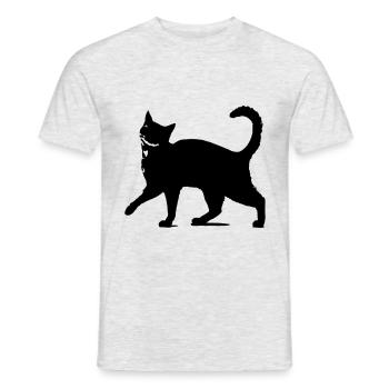 Black cat silhouette // black cat silhouette! - Men's T-Shirt - heather grey - Front - AI Model Male 178 dark (178cm)