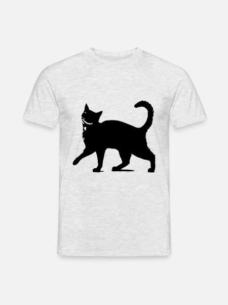 Silhouette de chat noir // silhouette de chat noir! - T-shirt homme - gris chiné