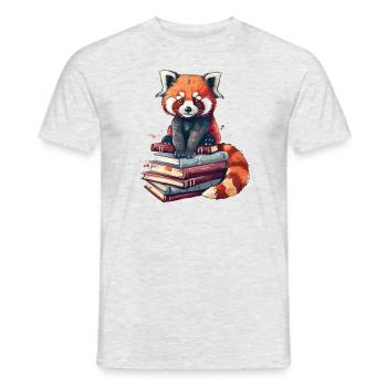 Little Panda Books Bookworm Red Panda - Men's T-Shirt - heather grey - Front - AI Model Male 178 dark (178cm)