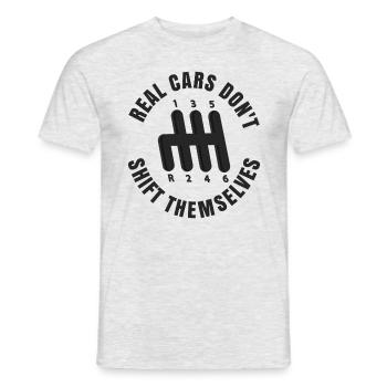 Echte Autos schalten nicht von selbst - Männer T-Shirt - Grau meliert - Vorne - AI Model Male 178 dark (178cm)