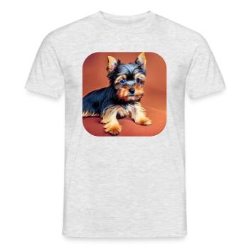 Yorkshire Terrier Chiot - T-shirt homme - gris chiné - Devant - AI Model Male 178 dark (178cm)