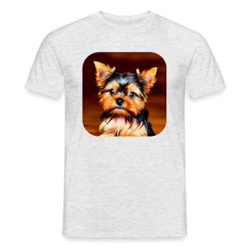 Yorkshire Terrier Welpe - Männer T-Shirt - Grau meliert - Vorne - AI Model Male 178 dark (178cm)