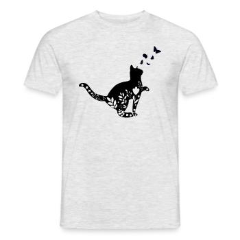 Blumenkatze, Blumentier, niedliche Katze, Katze, Katzenliebe - Männer T-Shirt - Grau meliert - Vorne - AI Model Male 178 dark (178cm)