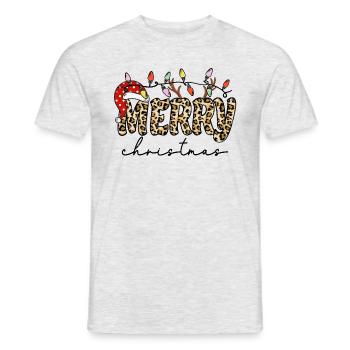 FROHE Weihnachten, Weihnachtsmannmütze - Männer T-Shirt - Grau meliert - Vorne - AI Model Male 178 dark (178cm)