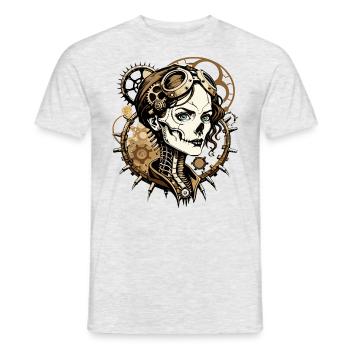 Steampunk Skull // Skull Gear Woman FS0055 - Men's T-Shirt - heather grey - Front - AI Model Male 178 dark (178cm)