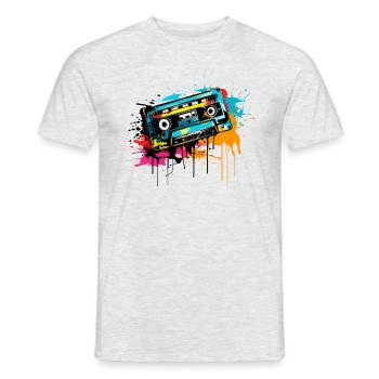 Bunte Kassette 80er 90er Retro Vintage Musik - Männer T-Shirt - Grau meliert - Vorne - AI Model Male 178 dark (178cm)