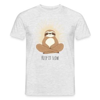 Keep It Slow – Méditation détendue contre la paresse - T-shirt homme - gris chiné - Devant - AI Model Male 178 dark (178cm)