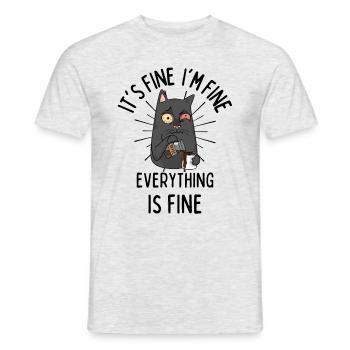 café chat drôle dire chat fatigué café - T-shirt homme - gris chiné - Devant - AI Model Male 178 dark (178cm)