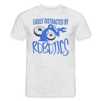 Facilement distrait par les robots électroniques - T-shirt homme - gris chiné - Devant - AI Model Male 178 dark (178cm)