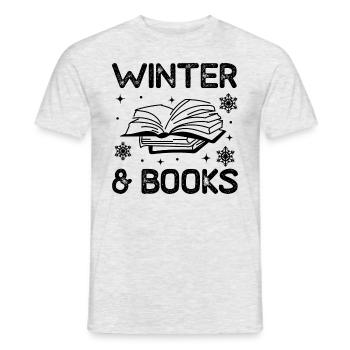 Winter and Reading Books Nature Winter Season - Men's T-Shirt - heather grey - Front - AI Model Male 178 dark (178cm)