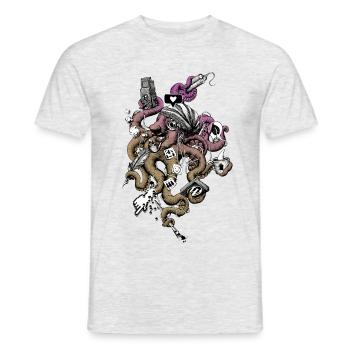 pieuvre - T-shirt homme - gris chiné - Devant - AI Model Male 178 dark (178cm)