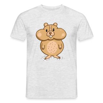 Hamster aux joues épaisses - T-shirt homme - gris chiné - Devant - AI Model Male 178 dark (178cm)