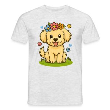 Maltipoo avec couronne de fleurs – joli motif pour enfants - T-shirt homme - gris chiné - Devant - AI Model Male 178 dark (178cm)