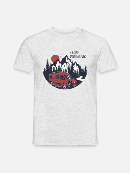 Kastenwagen T-Shirt - Wir sind dann mal weg - Männer T-Shirt - Grau meliert