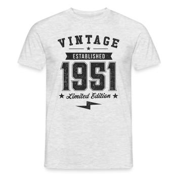Wijnjaar 1951 - Heren T-shirt - grijs gemêleerd - Voor - AI Model Male 178 dark (178cm)