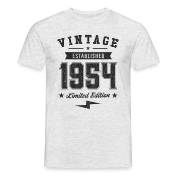Wijnjaar 1954 - Heren T-shirt - grijs gemêleerd - Voor - AI Model Male 178 dark (178cm)